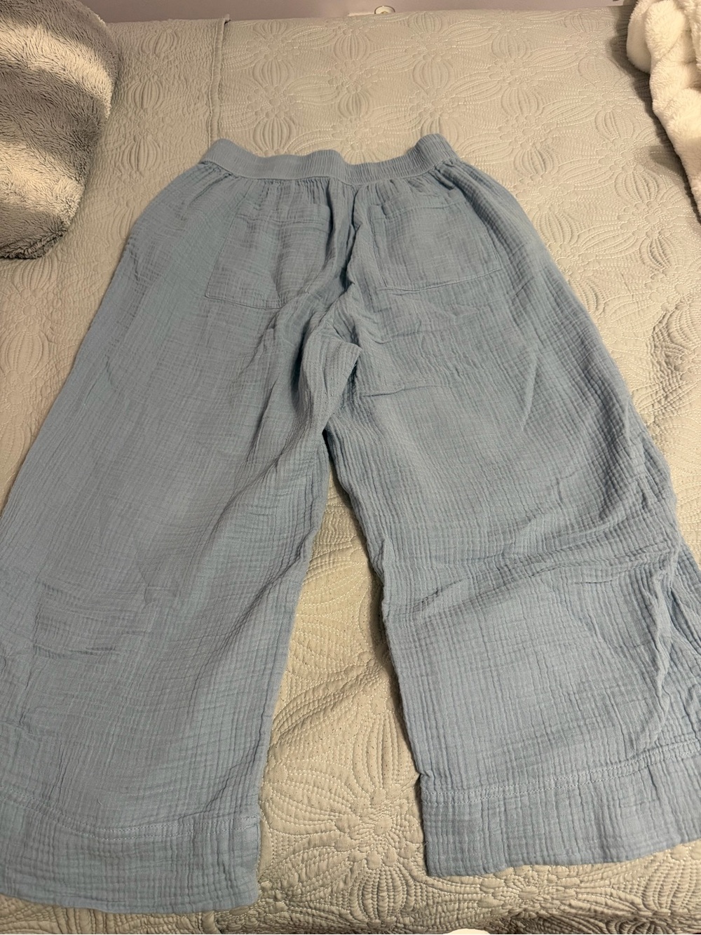 Lou & Grey Pale Blue Wide-Leg Gauze Pants